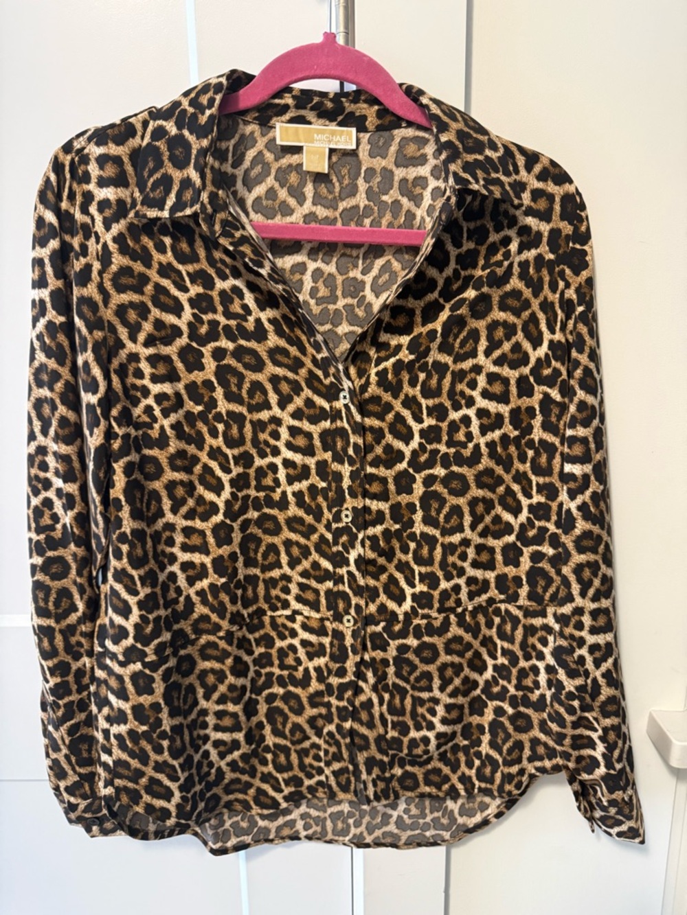Michael Kors Leopard Print Blouse in Brown, Tan & Black